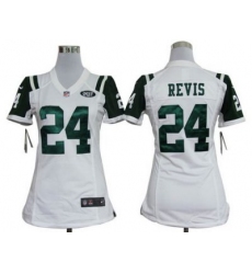 Women Nike New York Jets 24# Revis White Jersey