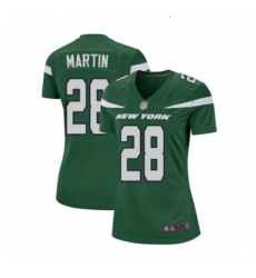 Womens New York Jets 28 Curtis Martin Game Green Team Color Football Jersey