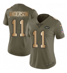 Womens Nike New York Jets 11 Robby Anderson Limited OliveGold 2017 Salute to Service NFL Jersey