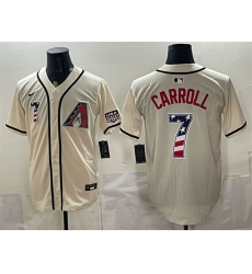 Men Arizona Diamondbacks 7 Corbin Carroll Cream 2026 USA 250 Fourth of July Home Stadium Stitched Baseball Jersey Men Arizona Diamondbacks 7 Corbin Carroll Cream 2026 USA 250 Fourth of July Home Stadium Stitched Baseball Jersey