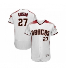 Mens Arizona Diamondbacks 27 Matt Szczur White Home Authentic Collection Flex Base Baseball Jersey