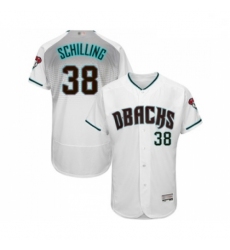 Mens Arizona Diamondbacks 38 Curt Schilling White Teal Alternate Authentic Collection Flex Base Baseball Jersey