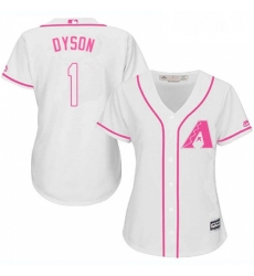 Womens Majestic Arizona Diamondbacks 1 Jarrod Dyson Replica White Fashion MLB Jersey 