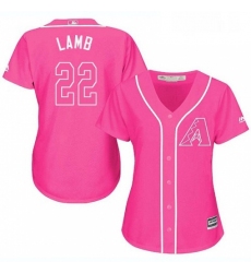 Womens Majestic Arizona Diamondbacks 22 Jake Lamb Authentic Pink Fashion MLB Jersey 