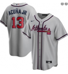 Braves 13 Ronald Acuna Jr  Gray 2020 Nike Cool Base Jersey