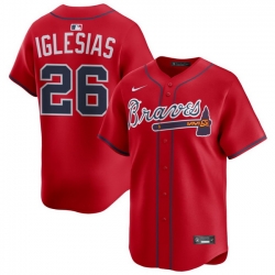 Men Atlanta Braves Nike Alternate Limited Jersey Red Iglesias Raisel 26