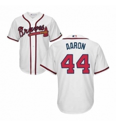 Men Majestic Atlanta Braves 44 Hank Aaron White Home Cool Base MLB Jersey