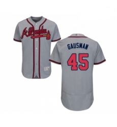 Mens Atlanta Braves 45 Kevin Gausman Grey Road Flex Base Authentic Collection Baseball Jersey