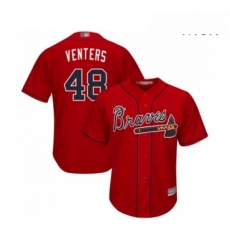 Mens Atlanta Braves 48 Jonny Venters Replica Red Alternate Cool Base Baseball Jersey 