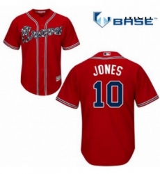 Mens Majestic Atlanta Braves 10 Chipper Jones Replica Red Alternate Cool Base MLB Jersey