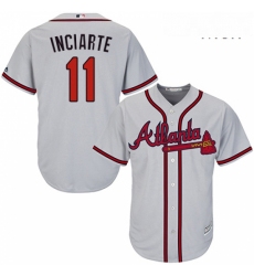 Mens Majestic Atlanta Braves 11 Ender Inciarte Replica Grey Road Cool Base MLB Jersey 