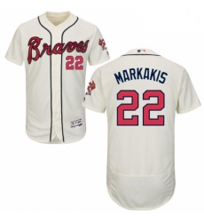 Mens Majestic Atlanta Braves 22 Nick Markakis Cream Alternate Flex Base Authentic Collection MLB Jersey