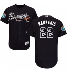 Mens Majestic Atlanta Braves 22 Nick Markakis Navy Blue Alternate Flex Base Authentic Collection MLB Jersey