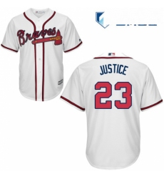 Mens Majestic Atlanta Braves 23 David Justice Replica White Home Cool Base MLB Jersey