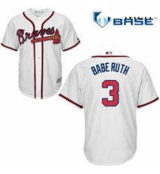 Mens Majestic Atlanta Braves 3 Babe Ruth Replica White Home Cool Base MLB Jersey