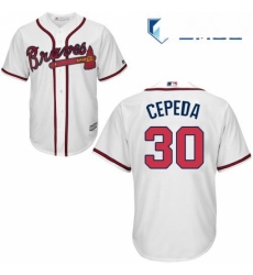 Mens Majestic Atlanta Braves 30 Orlando Cepeda Replica White Home Cool Base MLB Jersey