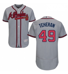 Mens Majestic Atlanta Braves 49 Julio Teheran Grey Road Flex Base Authentic Collection MLB Jersey