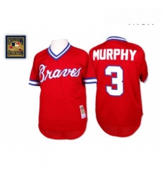 Mens Mitchell and Ness 1980 Atlanta Braves 3 Dale Murphy Authentic Red Throwback MLB Jersey