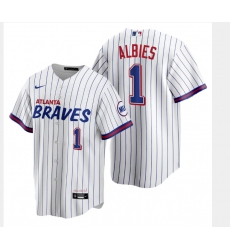 Men's Nike Atlanta Braves #1 Ozzie Albies White City Player Jersey