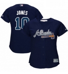 Womens Majestic Atlanta Braves 10 Chipper Jones Replica Blue Alternate Road Cool Base MLB Jersey