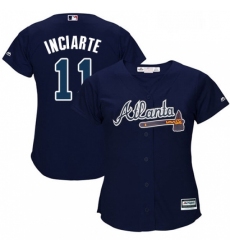 Womens Majestic Atlanta Braves 11 Ender Inciarte Authentic Blue Alternate Road Cool Base MLB Jersey 