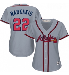 Womens Majestic Atlanta Braves 22 Nick Markakis Authentic Grey Road Cool Base MLB Jersey