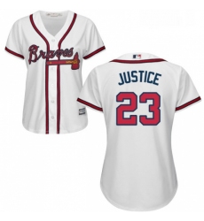 Womens Majestic Atlanta Braves 23 David Justice Authentic White Home Cool Base MLB Jersey