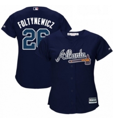 Womens Majestic Atlanta Braves 26 Mike Foltynewicz Authentic Blue Alternate Road Cool Base MLB Jersey 