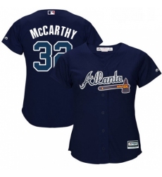 Womens Majestic Atlanta Braves 32 Brandon McCarthy Replica Blue Alternate Road Cool Base MLB Jersey 