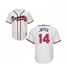 Youth Atlanta Braves 14 Matt Joyce Replica White Home Cool Base Baseball Jersey 