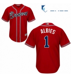 Youth Majestic Atlanta Braves 1 Ozzie Albies Replica Red Alternate Cool Base MLB Jersey 