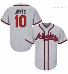 Youth Majestic Atlanta Braves 10 Chipper Jones Authentic Grey Road Cool Base MLB Jersey