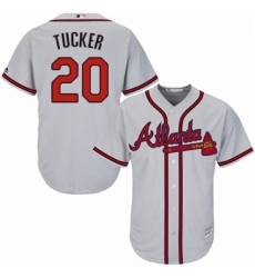 Youth Majestic Atlanta Braves 20 Preston Tucker Replica Grey Road Cool Base MLB Jersey 