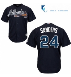 Youth Majestic Atlanta Braves 24 Deion Sanders Replica Blue Alternate Road Cool Base MLB Jersey