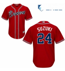 Youth Majestic Atlanta Braves 24 Kurt Suzuki Replica Red Alternate Cool Base MLB Jersey