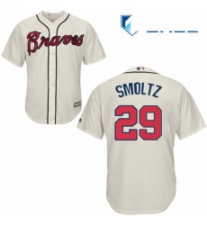 Youth Majestic Atlanta Braves 29 John Smoltz Authentic Cream Alternate 2 Cool Base MLB Jersey