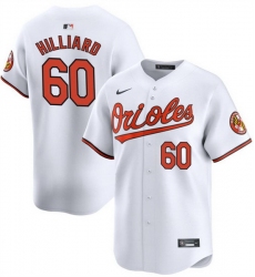 Men Baltimore Orioles 60 Sam Hilliard White Home 2024 Limited Cool Base Stitched Baseball Jersey