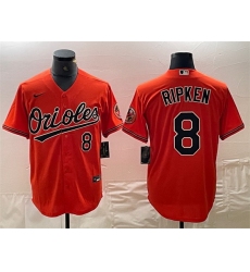 Men Baltimore Orioles 8 Cal Ripken Jr  Orange Cool Base Stitched Jersey