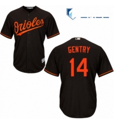 Mens Majestic Baltimore Orioles 14 Craig Gentry Replica Black Alternate Cool Base MLB Jersey 