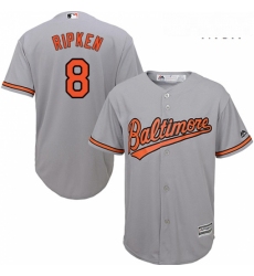 Mens Majestic Baltimore Orioles 8 Cal Ripken Replica Grey Road Cool Base MLB Jersey