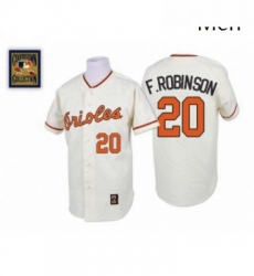 Mens Mitchell and Ness Baltimore Orioles 20 Frank Robinson Replica White Throwback MLB Jersey