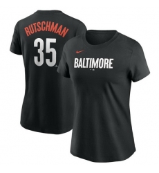 Women Baltimore Orioles 35 Adley Rutschman Black 2023 City Connect Name  26 Number T Shirt