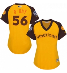 Womens Majestic Baltimore Orioles 56 Darren ODay Authentic Yellow 2016 All Star American League BP Cool Base MLB Jersey