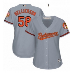 Womens Majestic Baltimore Orioles 58 Jeremy Hellickson Authentic Grey Road Cool Base MLB Jersey 