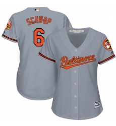 Womens Majestic Baltimore Orioles 6 Jonathan Schoop Replica Grey Road Cool Base MLB Jersey