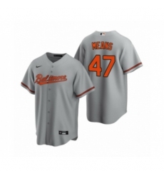 Youth Baltimore Orioles #47 John Means Nike Gray Replica Road Jersey