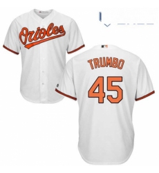 Youth Majestic Baltimore Orioles 45 Mark Trumbo Replica White Home Cool Base MLB Jersey