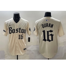 Men Boston Red Sox 16 Jarren Duran Cream Gothic Vapor Limited Stitched Baseball Jersey Men Boston Red Sox 16 Jarren Duran Cream Gothic Vapor Limited Stitched Baseball Jersey