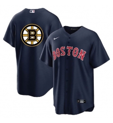 Men Boston Red Sox  26 Bruins Navy Cool Base Stitched Baseball Jersey