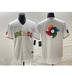 Men Mexico Baseball 2023 White Team Big Logo World Baseball Classic Stitched Jersey